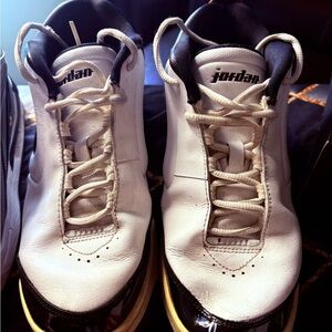 Jordan White and Black High-Top Basketball Sneakers